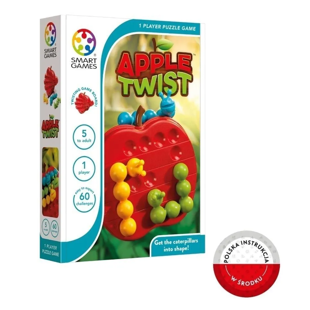 plansza Apple Twist z trzema kolorowymi gąsienicami gotowa do gry