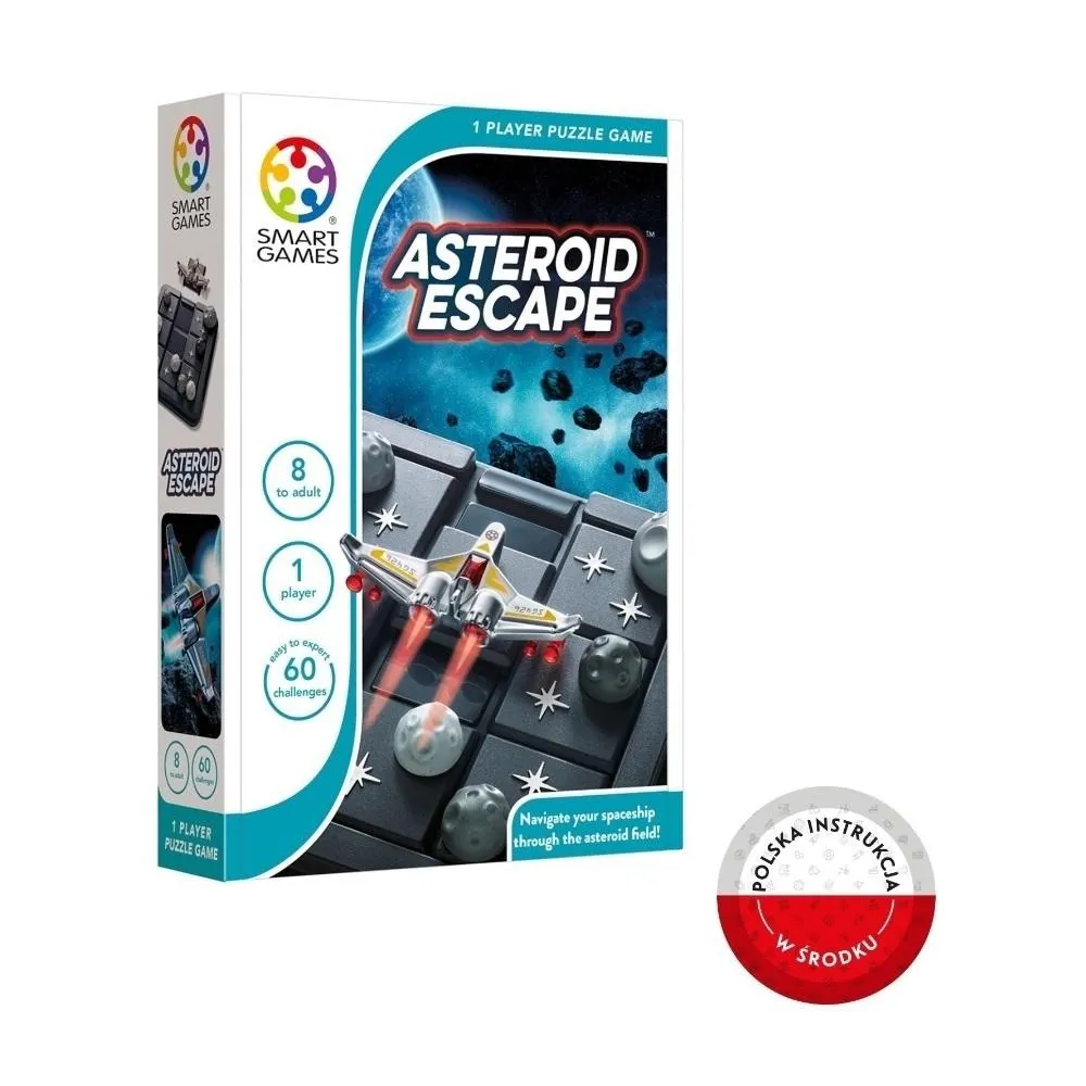 Gra logiczna Smart Games Asteroid Escape z planszą i elementami meteorytów