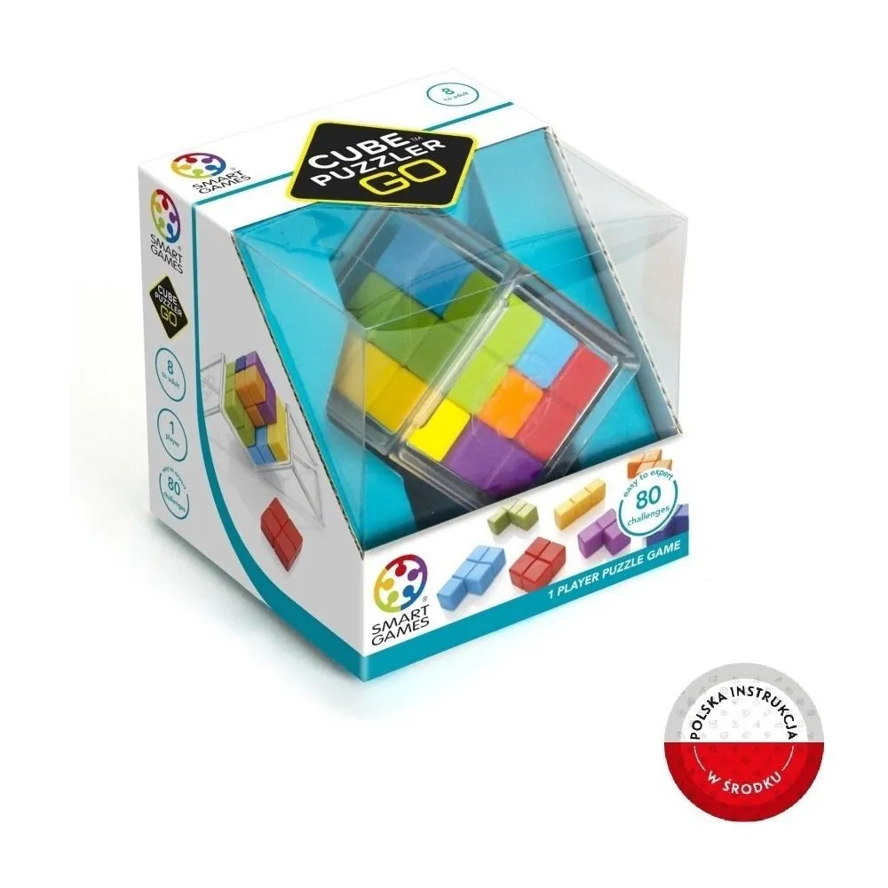 przezroczysta kostka z kolorowymi elementami gry logicznej cube puzzler go