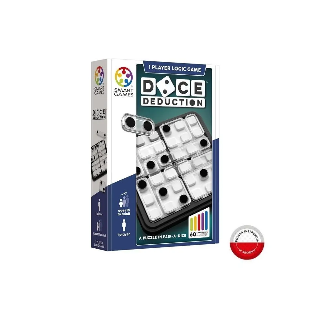 Zestaw Dice Deduction z planszą, płytkami i książeczką z zadaniami