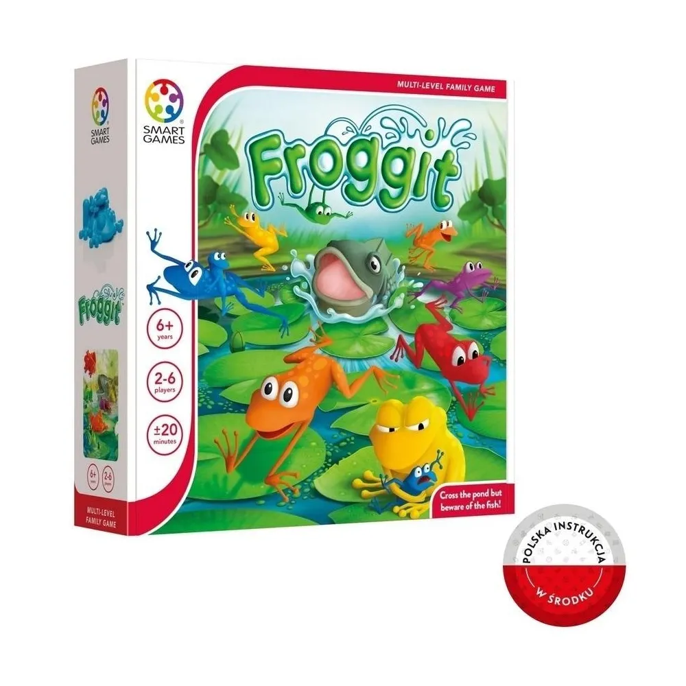 Plansza gry Smart Games Froggit z pionkami żab i kolorową grafiką
