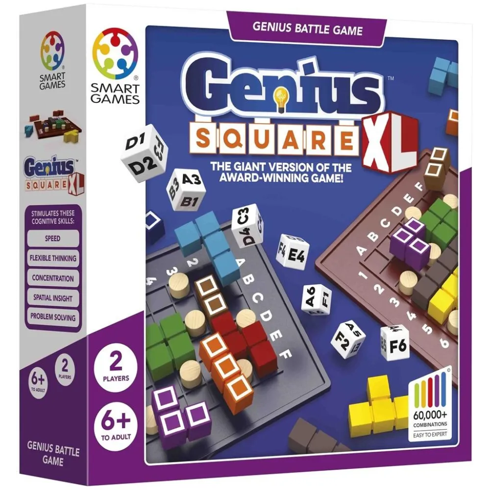 Smart Games Genius Square XL w angielskiej wersji, widok planszy z elementami