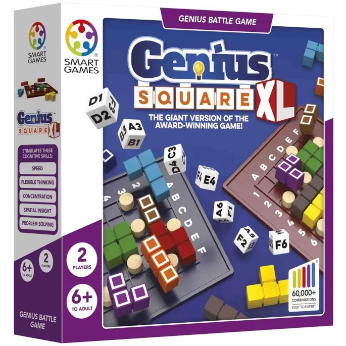 Smart Games Genius Square XL w angielskiej wersji, widok planszy z elementami