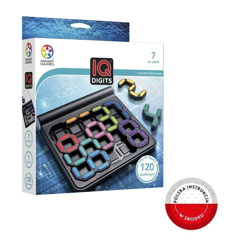 Gra logiczna Smart Games IQ Digits z kolorowymi elementami i planszą