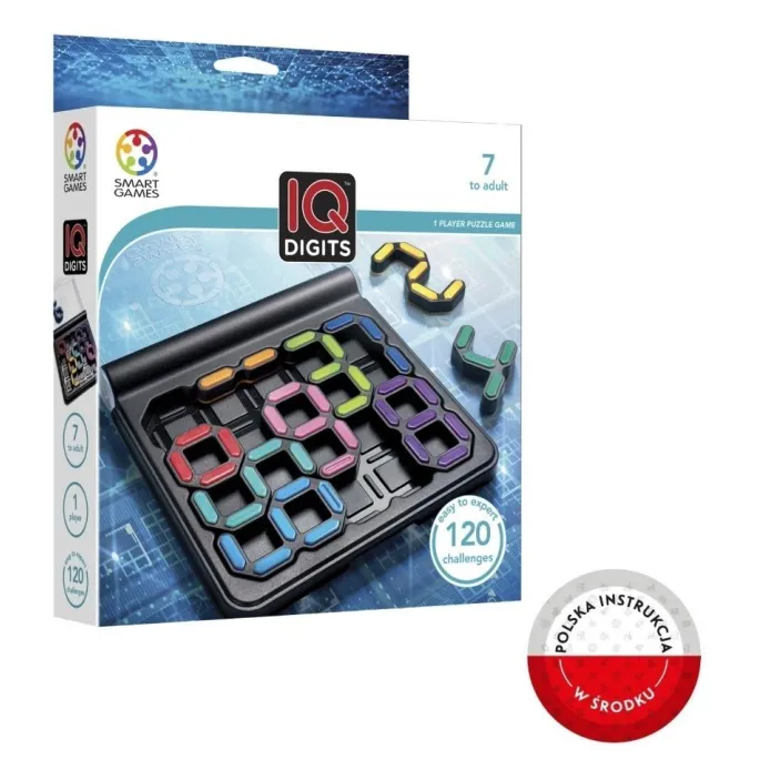 Gra logiczna Smart Games IQ Digits z kolorowymi elementami i planszą