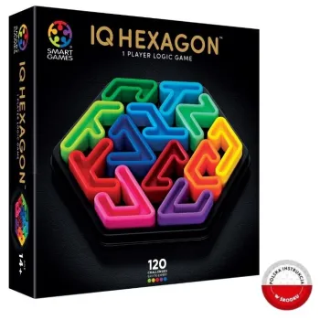Smart Games IQ Hexagon Deluxe na sześciokątnej planszy z kolorowymi elementami
