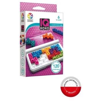 Plansza i kolorowe elementy gry IQ XOXO ułożone do rozgrywki