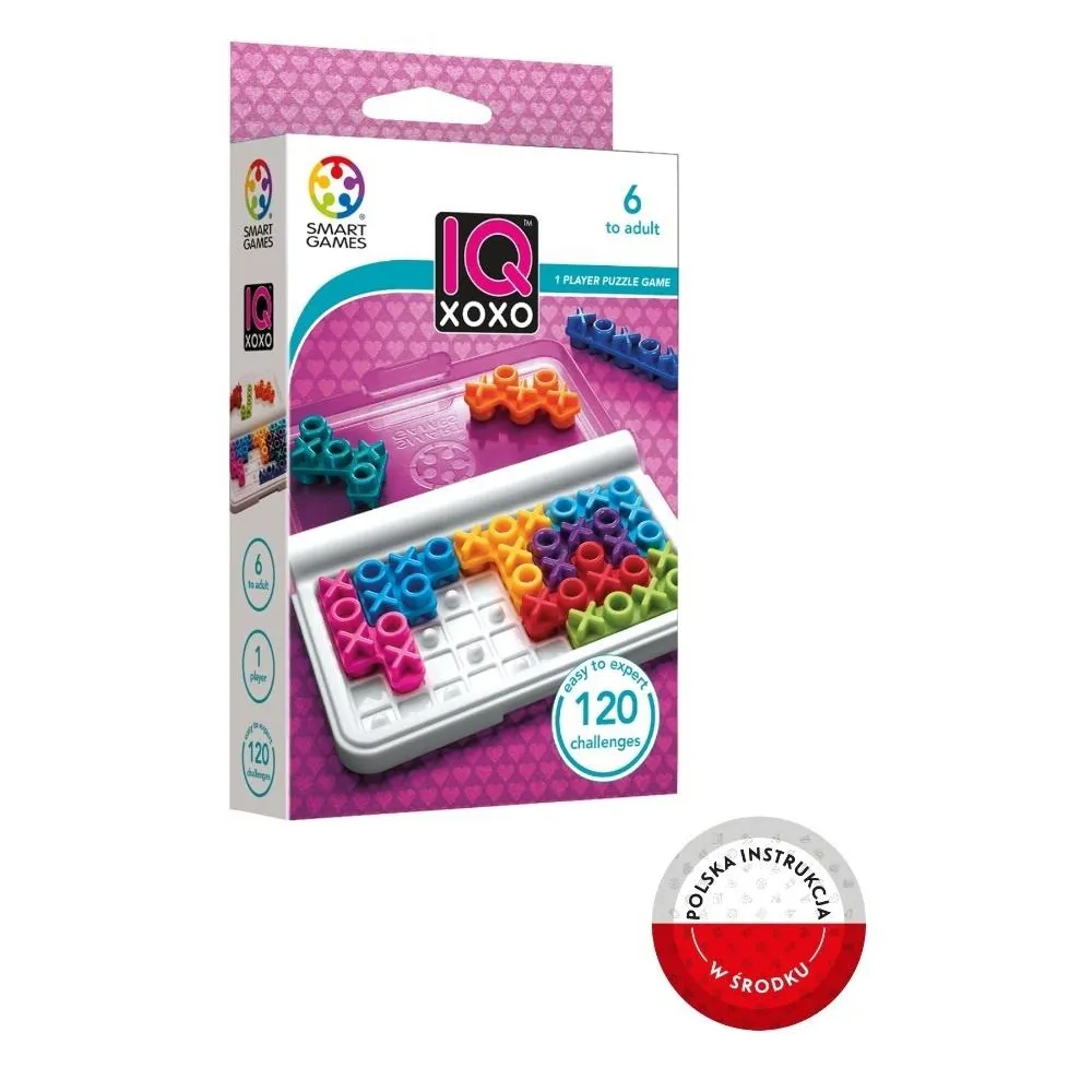 Plansza i kolorowe elementy gry IQ XOXO ułożone do rozgrywki