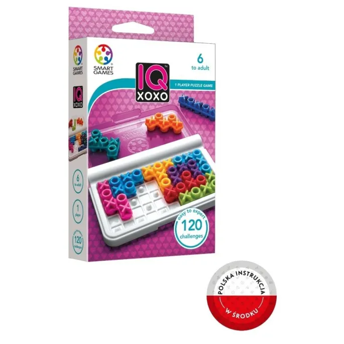 Plansza i kolorowe elementy gry IQ XOXO ułożone do rozgrywki