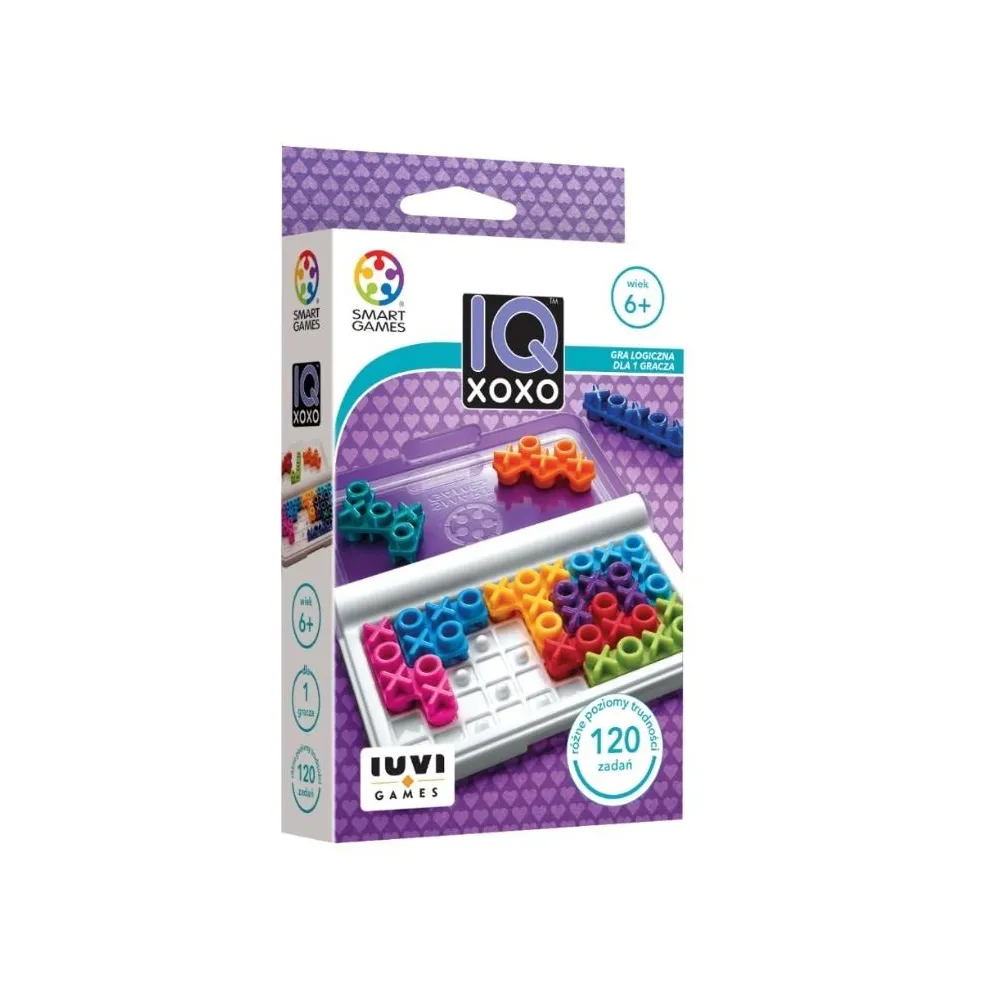 Plansza i kolorowe elementy gry logicznej Smart Games IQ XOXO