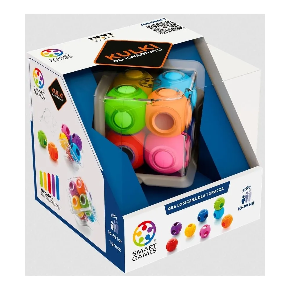 Przezroczysta kostka z kolorowymi kulkami do układania logicznego