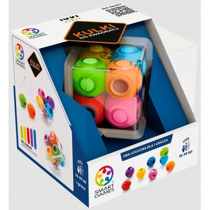 Przezroczysta kostka z kolorowymi kulkami do układania logicznego