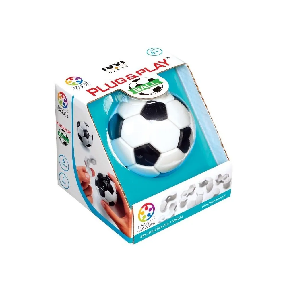Plug & Play Ball, trójwymiarowa układanka logiczna na czarnej ramce piłki