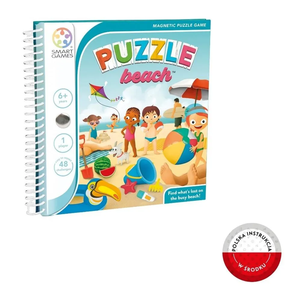 Magnetyczna gra logiczna Smart Games Puzzle Beach z plażową scenerią