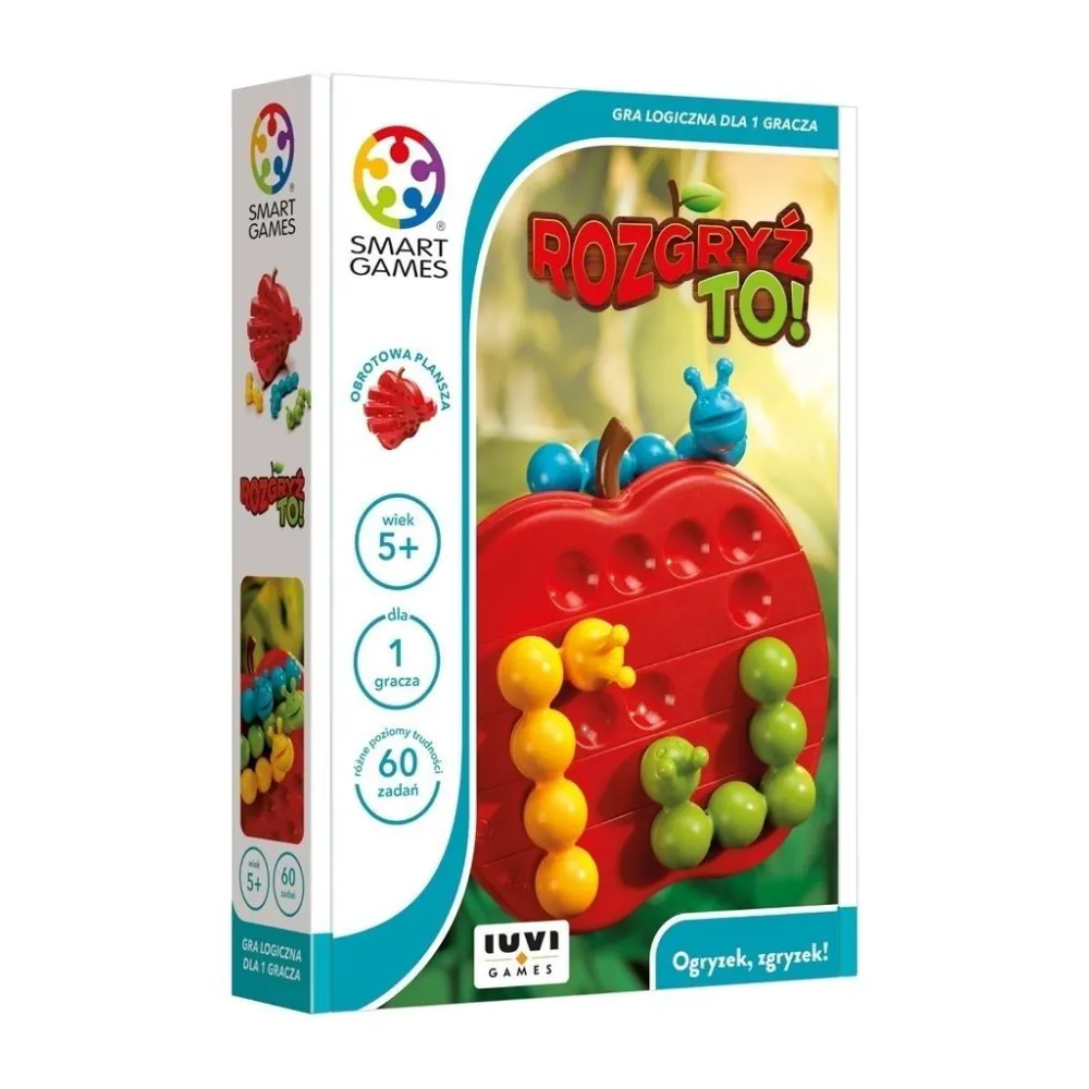 Obrotowa plansza jabłko z trzema kolorowymi gąsienicami do ułożenia