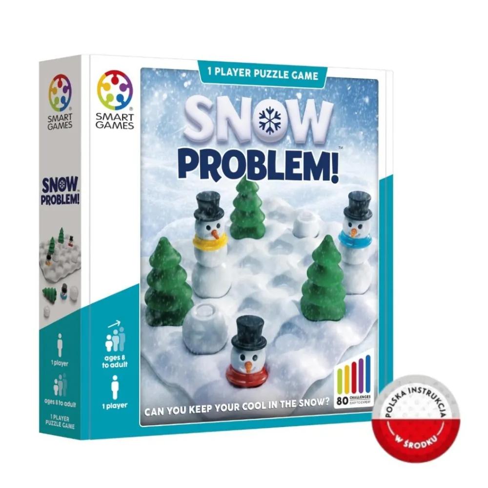 Plansza i elementy gry Smart Games Snow Problem – choinki i kule śnieżne
