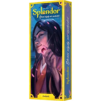 Pudełko gry Splendor: Słońce nigdy nie zachodzi z kolorową grafiką