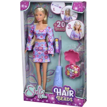 Lalka Steffi z kolorowymi koralikami do ozdabiania fryzury