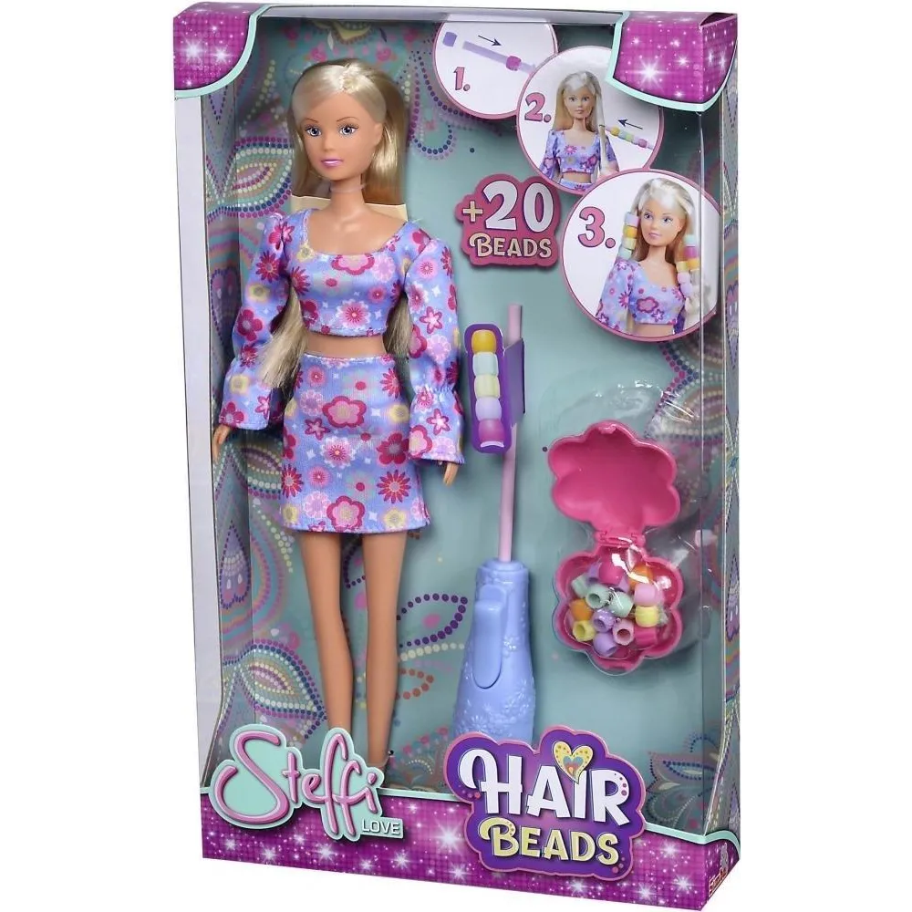 Lalka Steffi z kolorowymi koralikami do ozdabiania fryzury