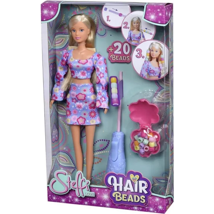 Lalka Steffi z kolorowymi koralikami do ozdabiania fryzury