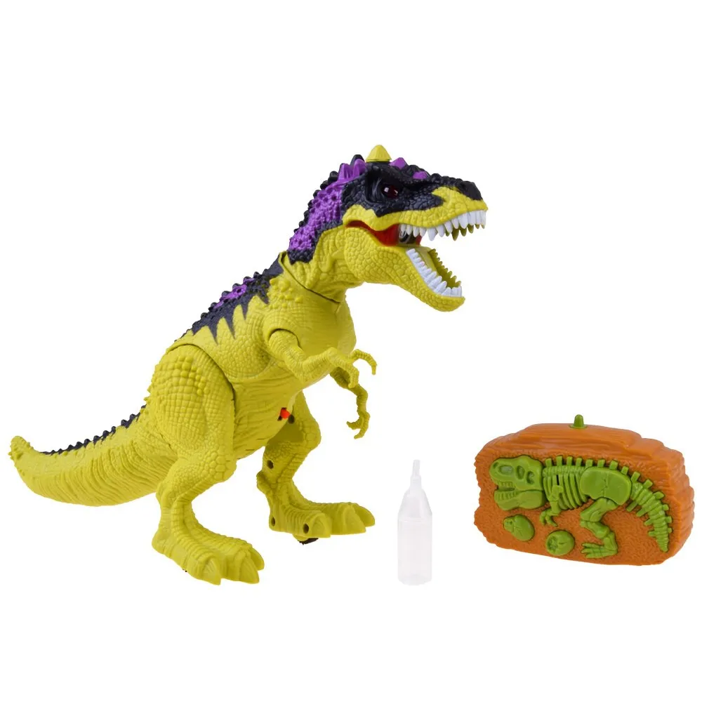 Zbliżenie na plastikową głowę T-Rexa ukazujące realistyczne detale