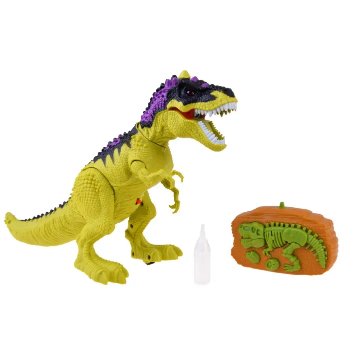 Zbliżenie na plastikową głowę T-Rexa ukazujące realistyczne detale