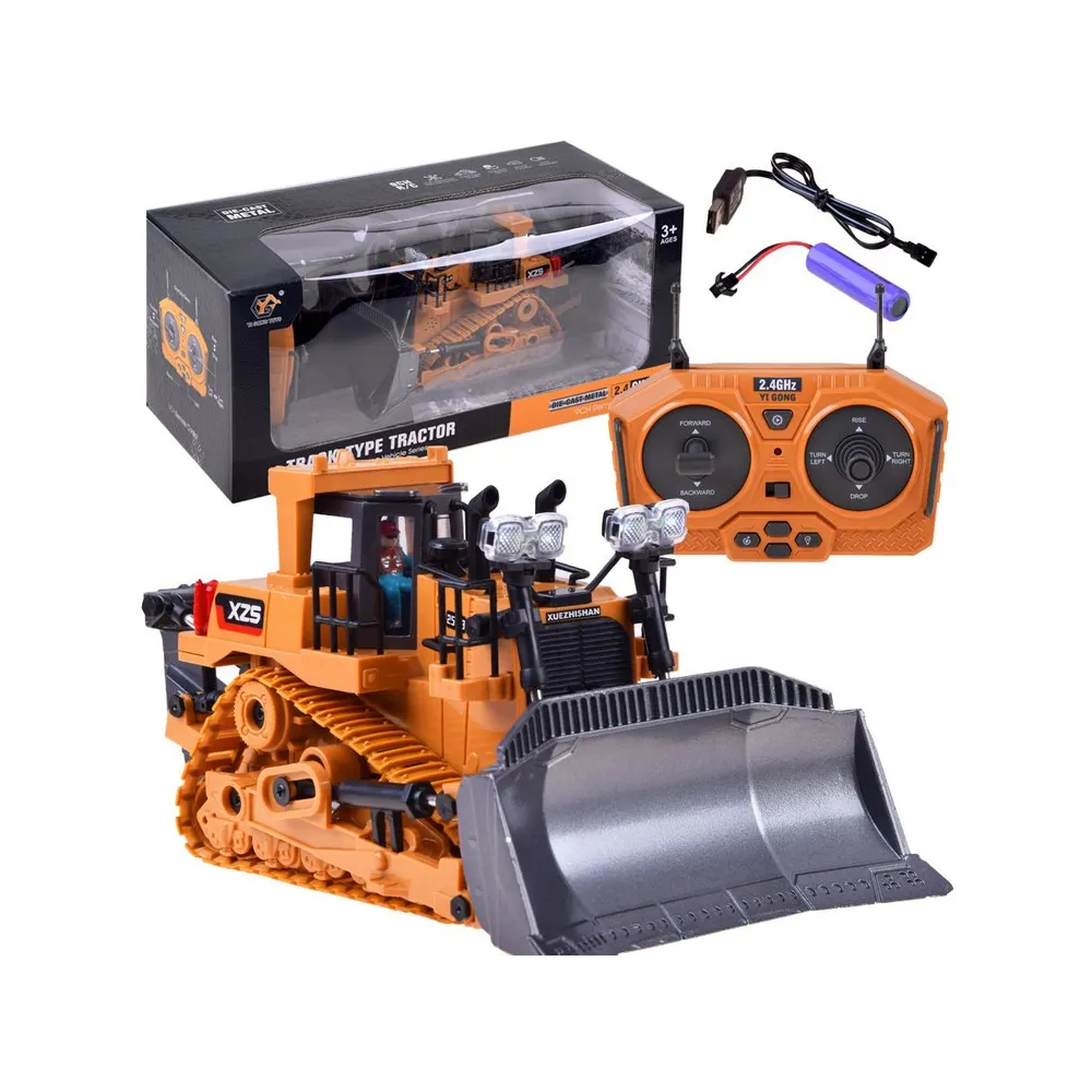 spychacz RC0600 z ruchomym ramieniem widziany z boku