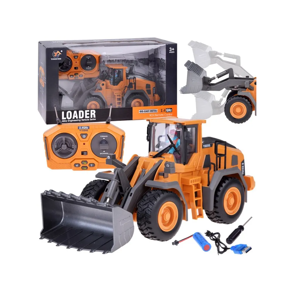 spychacz rc ze światłami z przodu na neutralnym tle