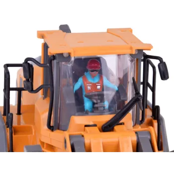 spychacz rc z widocznym ruchomym ramieniem podczas zabawy