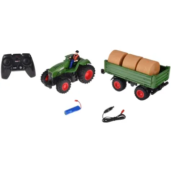 Sterowany Traktor na pilota z przyczepą + bale siana traktorzysta RC0717