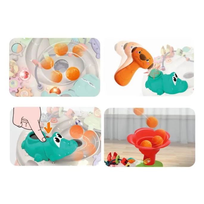 Detal kwiatka tworzącego spiralę dla kulek na blacie zabawki