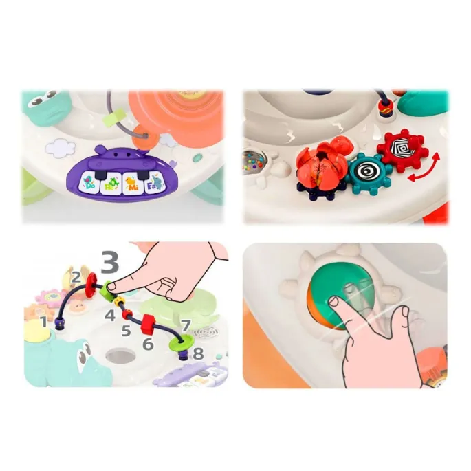 Kołowrotek z ruchomymi elementami dostępny na blacie stolika