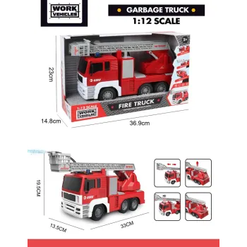 Model strażackiego pojazdu zabawkowego w skali 1:12 z efektami świetlnymi