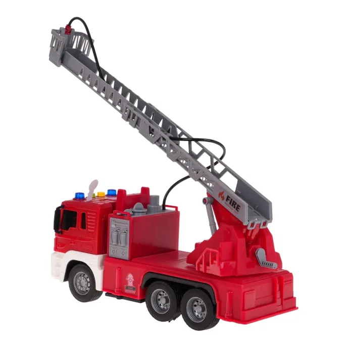 Prezentacja modelu z wysuniętą drabiną i gumowymi oponami