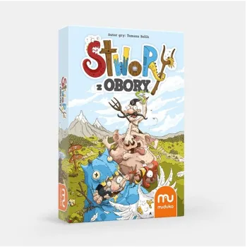 Pudełko gry Stwory z obory MUDUKO z barwną ilustracją potworów