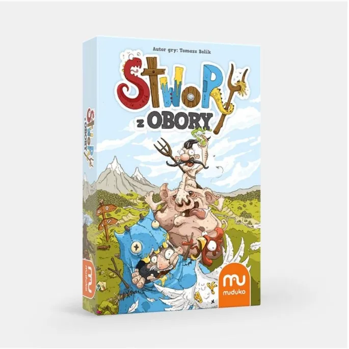 Pudełko gry Stwory z obory MUDUKO z barwną ilustracją potworów