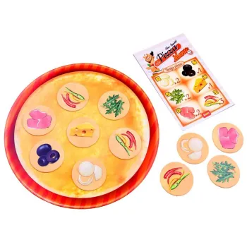 zbliżenie na żetony składników do układania pizzy