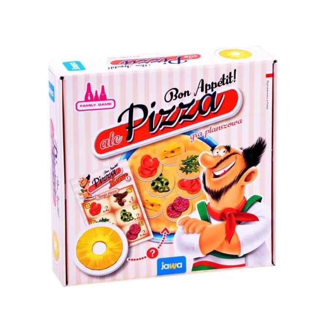 kolorowe opakowanie gry planszowej Ale Pizza Jawa