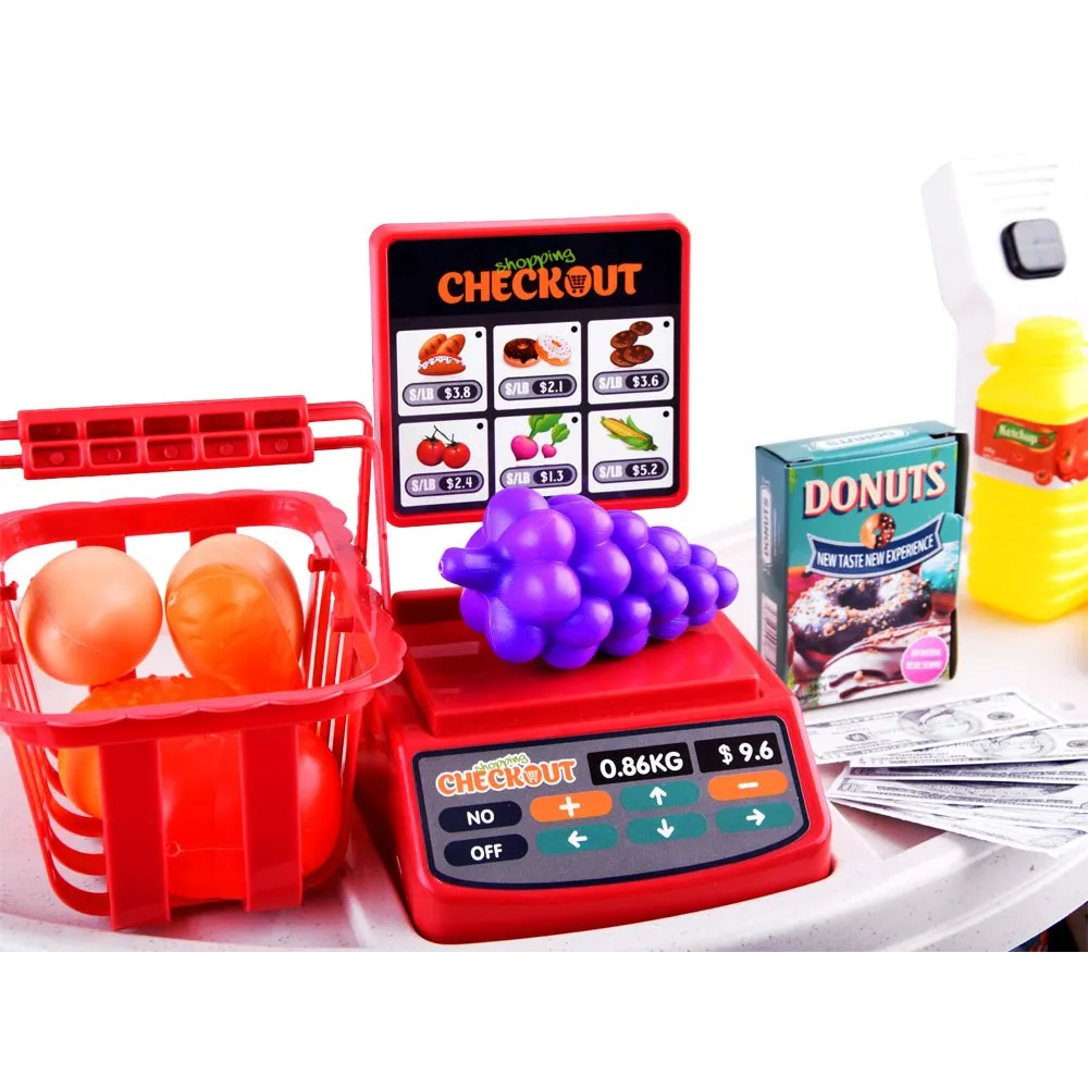 dziecięca kasa sklepowa w zabawkowym zestawie supermarket