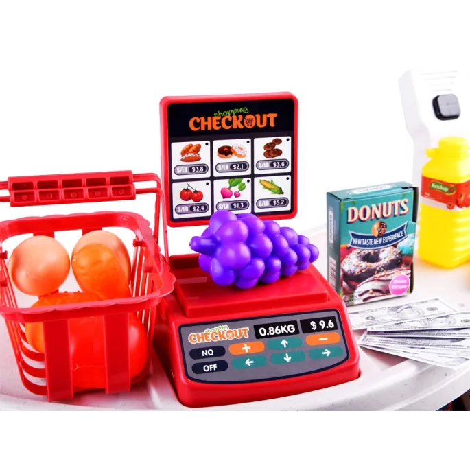 dziecięca kasa sklepowa w zabawkowym zestawie supermarket