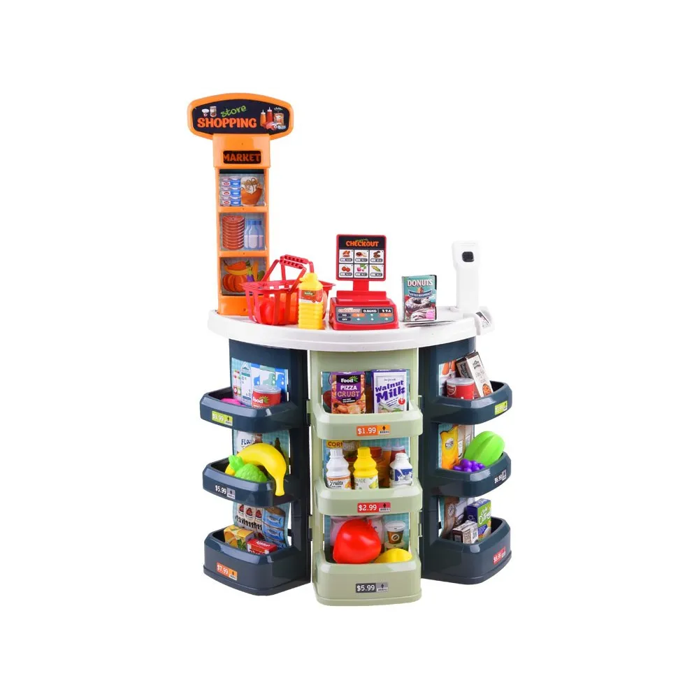 detal półki z zabawkami spożywczymi w dziecięcym sklepie