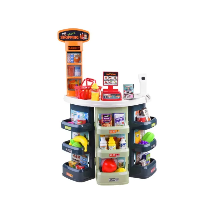 detal półki z zabawkami spożywczymi w dziecięcym sklepie