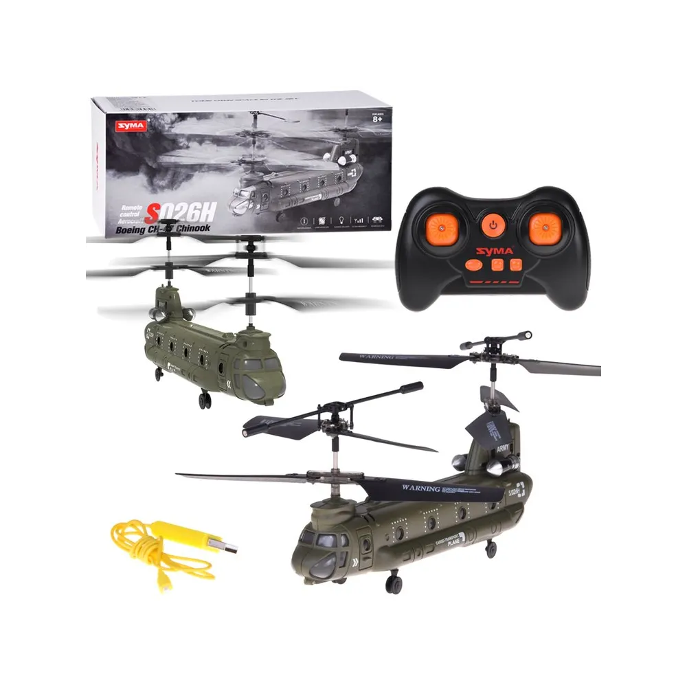 model helikoptera Syma S026H Chinook na białym tle