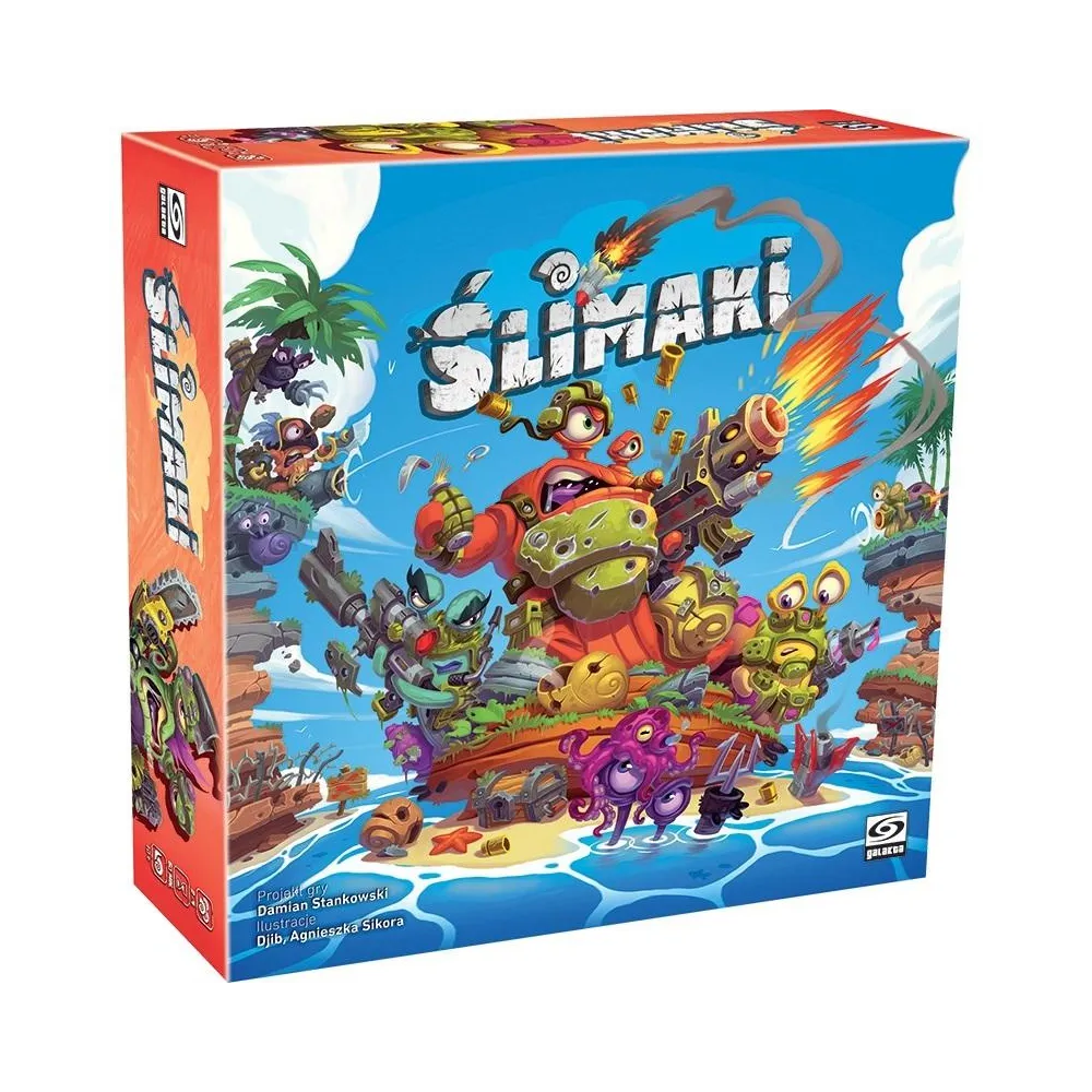 Pudełko gry Ślimaki GALAKTA z ilustracją ślimaków na planszy