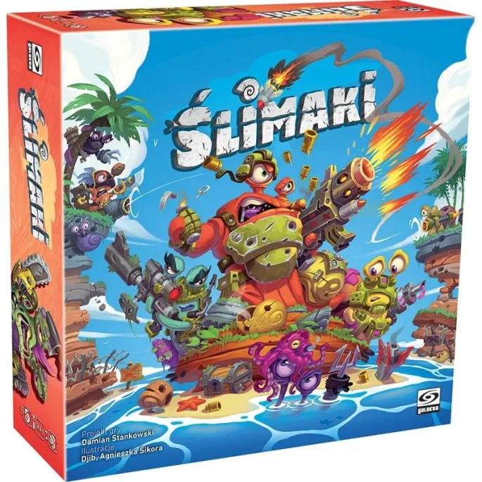 Pudełko gry Ślimaki GALAKTA z ilustracją ślimaków na planszy