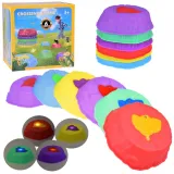 zestaw sześciu świecących kamieni sensorycznych ułożonych w linii