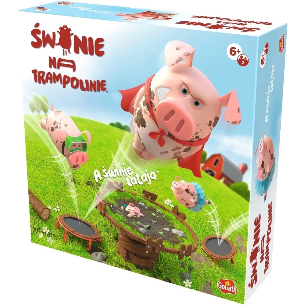 figurka świnki podczas zabawy na trampolinie z gry Świnie na Trampolinie