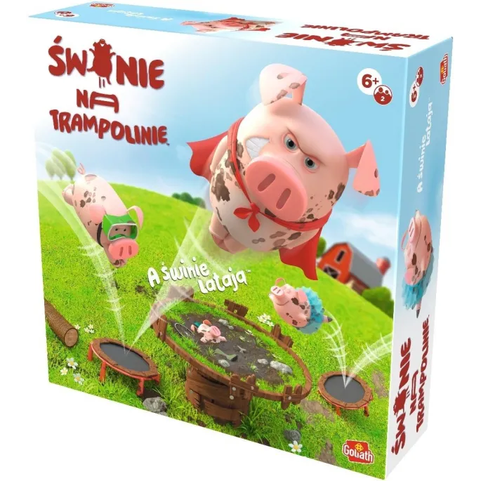 figurka świnki podczas zabawy na trampolinie z gry Świnie na Trampolinie