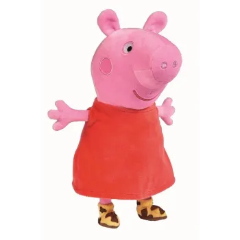pluszowa maskotka peppa z dźwiękiem na jasnym tle