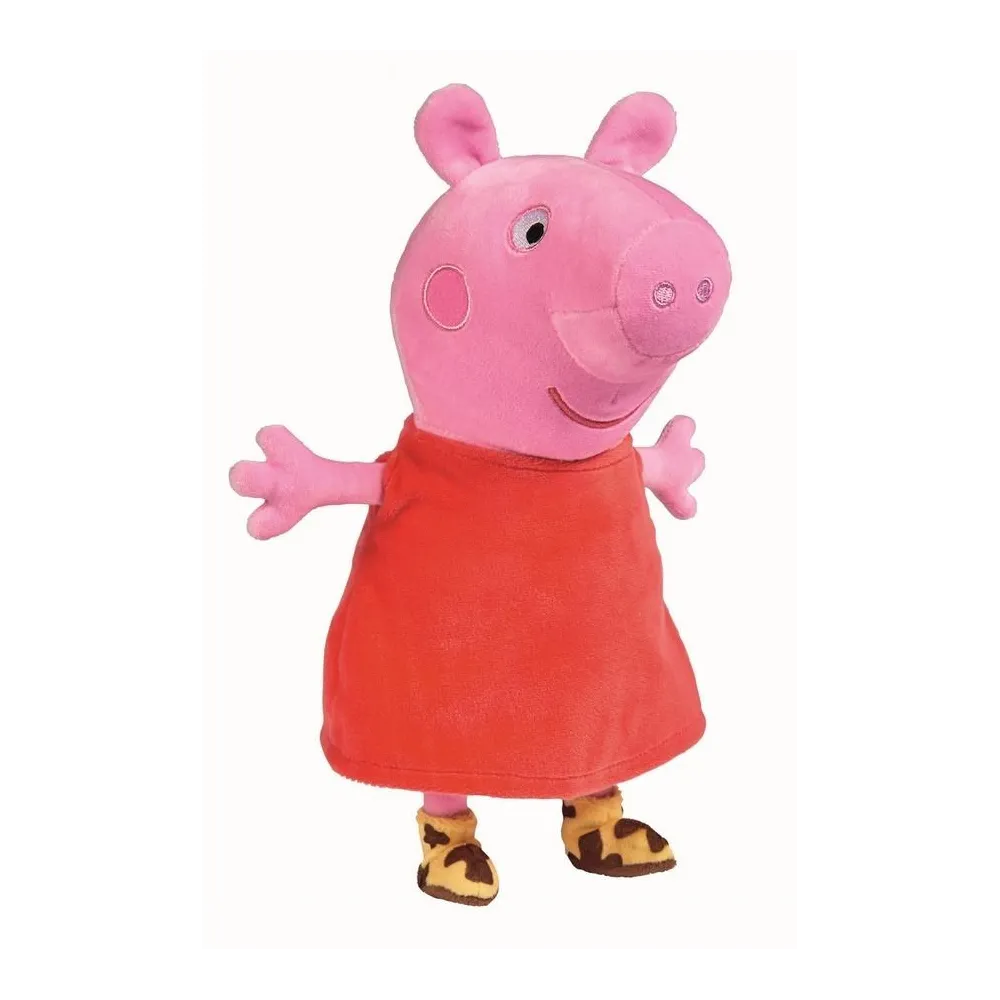 pluszowa maskotka peppa z dźwiękiem na jasnym tle